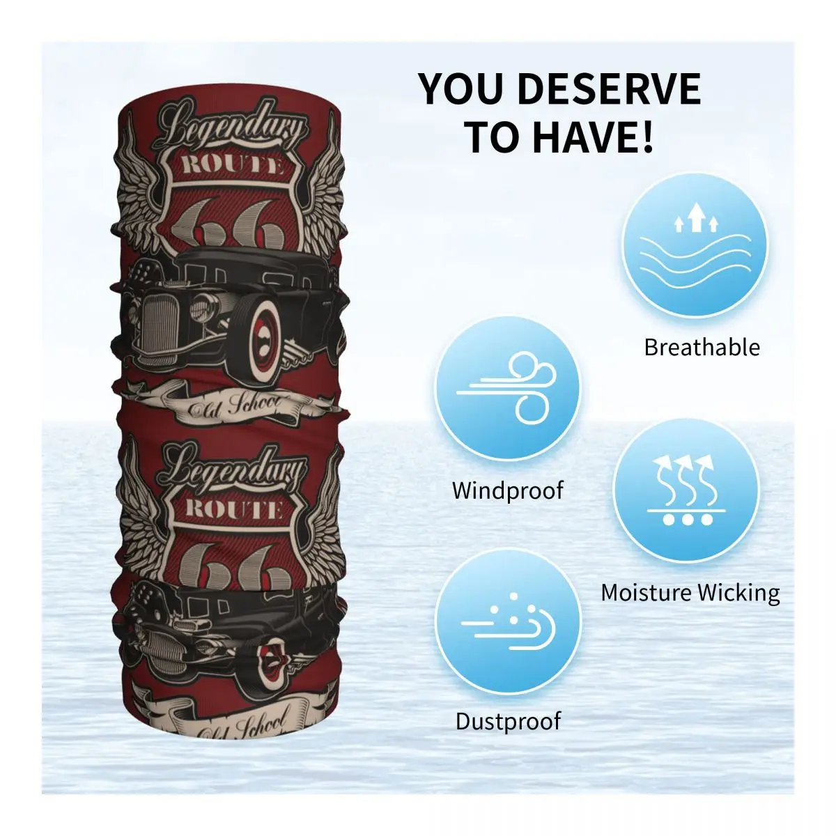 Unisex Windproof Neck Gaiter para Adulto, Hot Rod Bandana, Motorcycle Club, Rota 66, Wrap Scarf, Running