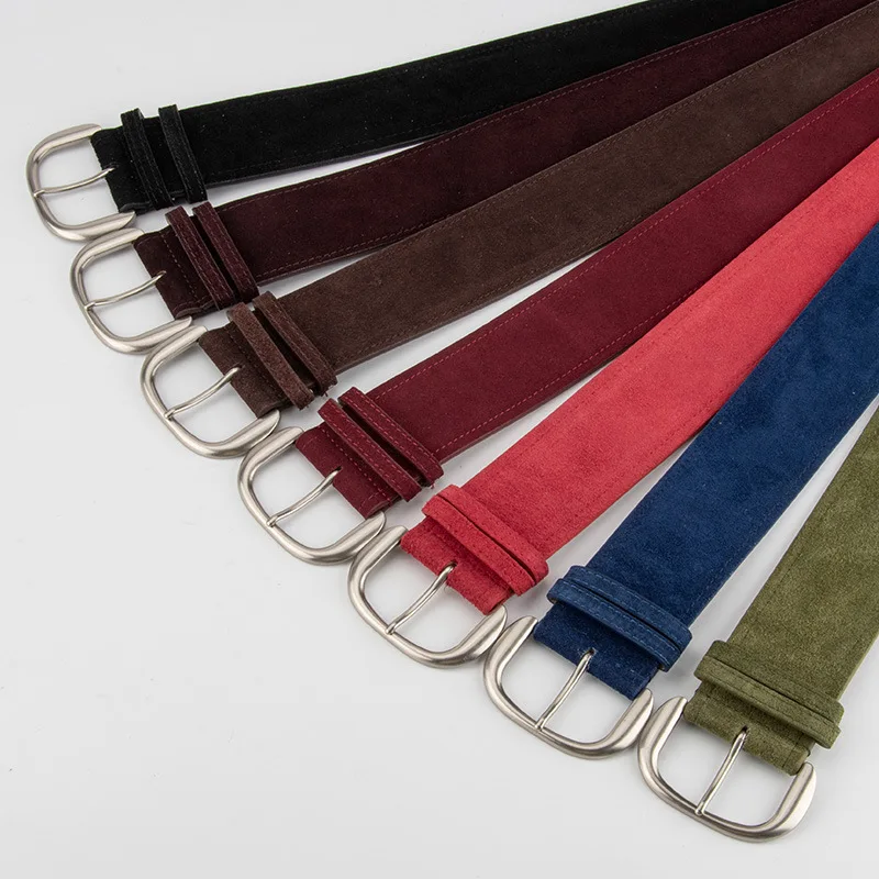 

Vintage Wide Real Leather Waistbands Green Blue 14 Colors Suede Cowskin Slim Corset Autumn Dress Shirt Ceinture Femme Waist Belt
