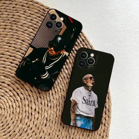 Rapper Chris Brown Phone Case For iPhone 15,14,13,12,11,Plus,Pro Max,XS,X,XR,SE,Mini,8,7 Soft Silicone Black Cover