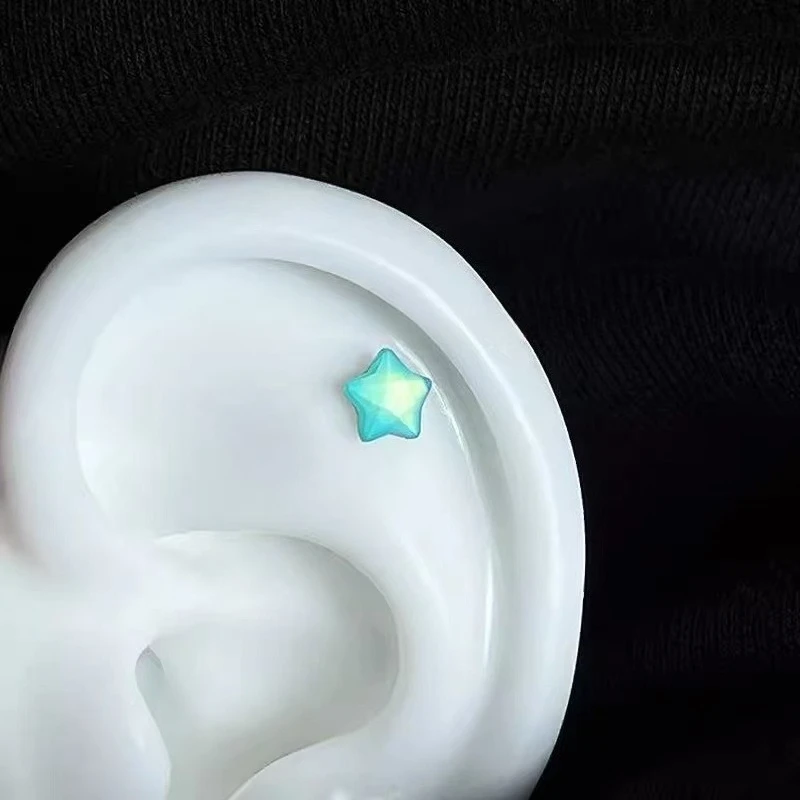 Star Earrings Y2k Colorful Cartilage Piercing Daily Wear Jewelry Ear Decoration Star Ornaments Earrings Women Blue Ear Stud