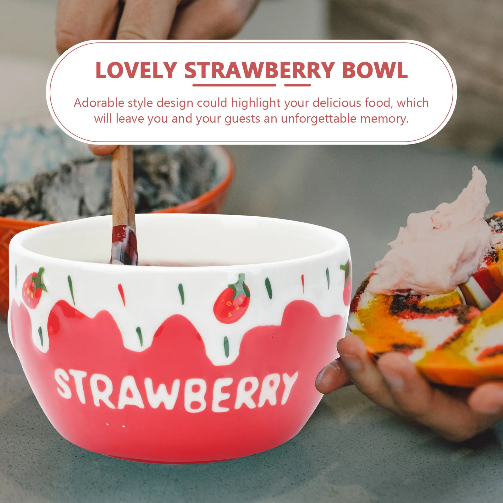 

Керамическая чаша в форме клубники (1 шт.) – очаровательная креативная миска для риса, супа, салата, фруктов, десертов, завтраков. Идеально для кухни, домашнего декора, столовой посуды.