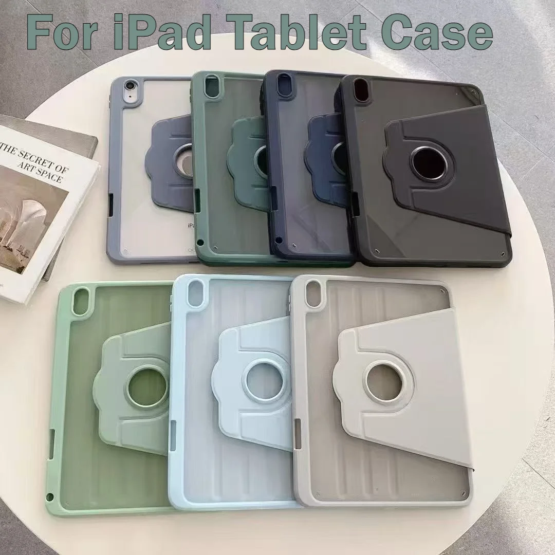 For Logo Hollow‑out Case for New IPad A16 Air 8 11 M4 M2 M3 Air 4 5 6 7 9 10 11 Th Gen IPad Pro 11 M5 360° Rotating Smart Cover