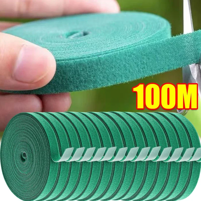 100/2m Self Adhesive Nylon Plant Cable Tie Adjustable Plants Hook Loop Support Garden Twine Bandage Reusable Fastener Tape Strip