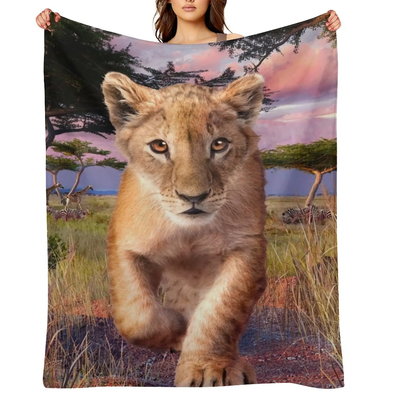 

lion cub Throw Blanket Nap Summer Flannels Decorative Sofas Blankets