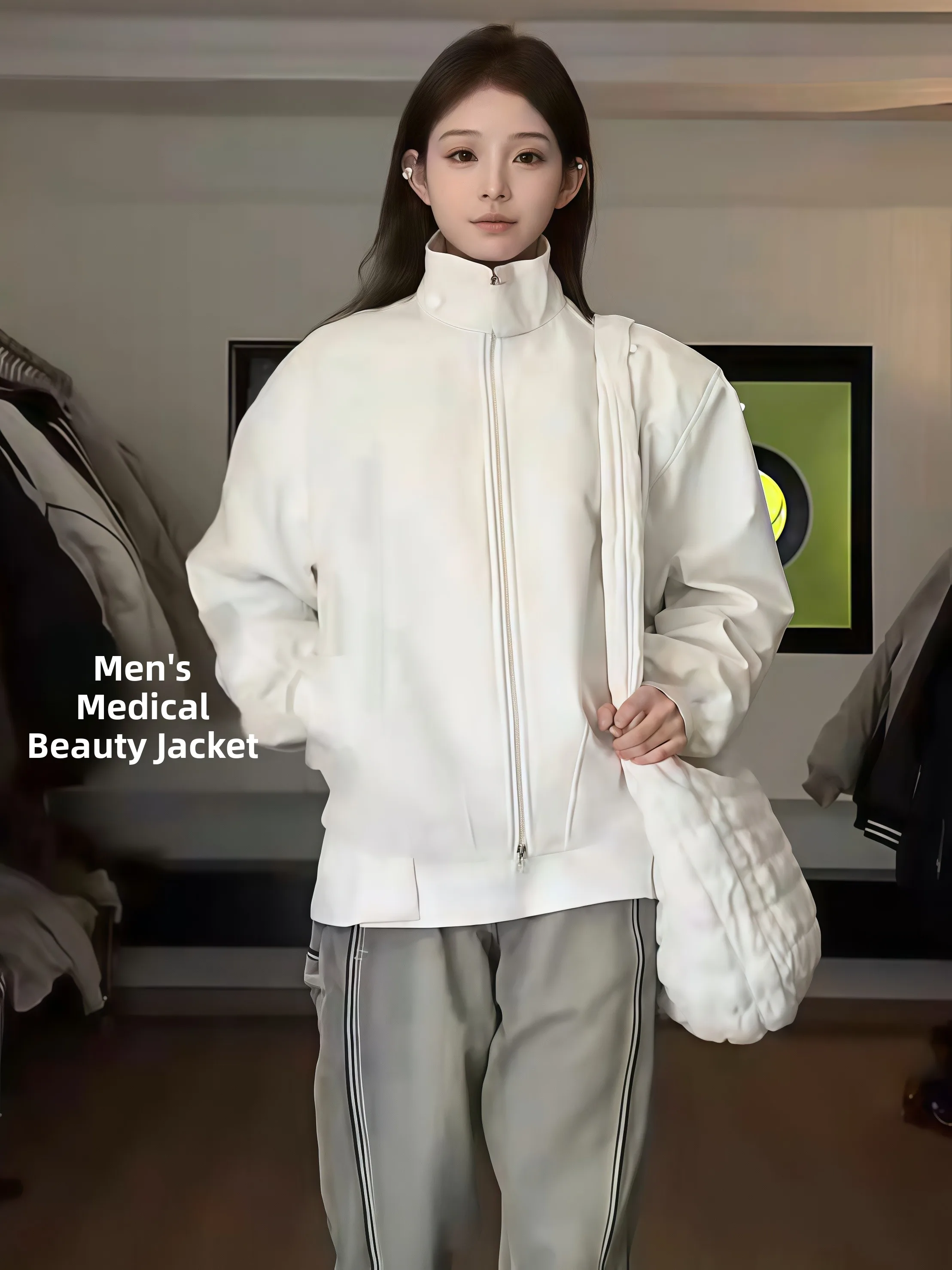 

Белая куртка из искусственной кожи для мужчин, утепленная, с воротником-стойкой, зимняя, модная, теплая, молодежная, повседневная, для поездок на работу