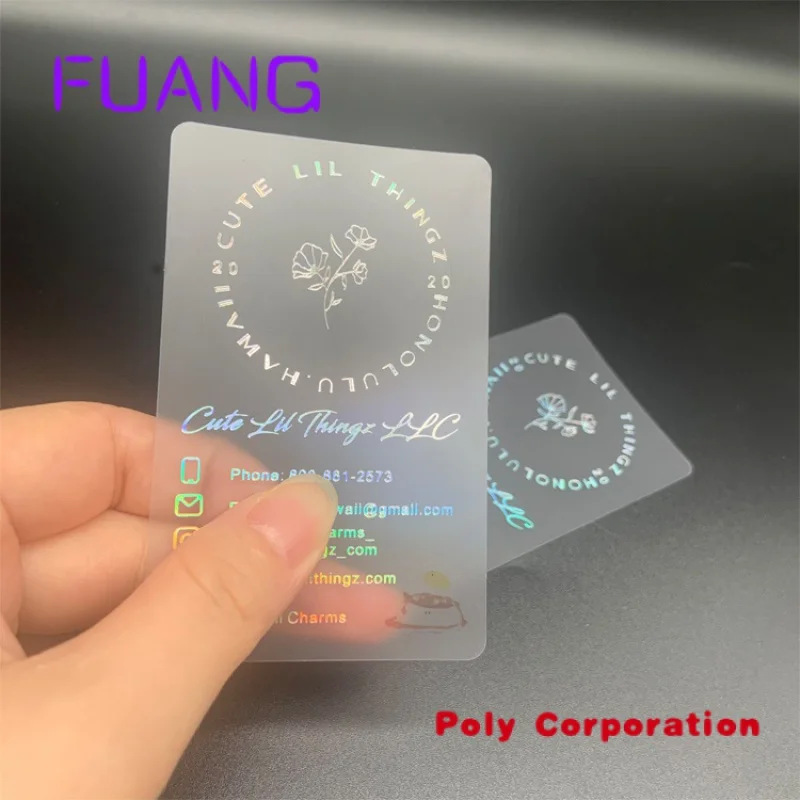 Custom  Custom Plastic Transparent Business Invitation Name Card With  Holographic Letter