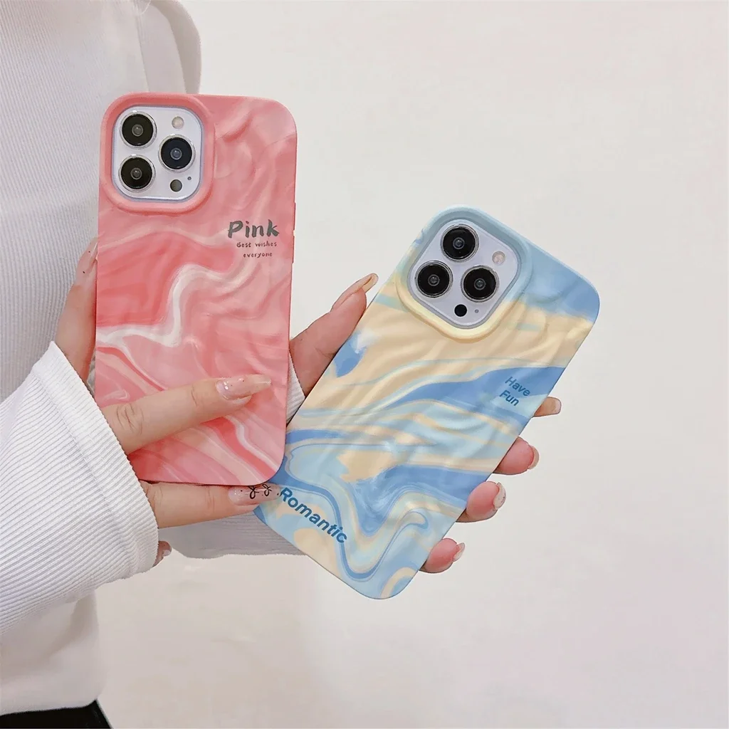 Noctilucent Originality Rendering Wrinkle Pattern Shockproof Protective Phone Cover Case For iPhone 15 14 13 12 11 Pro Max