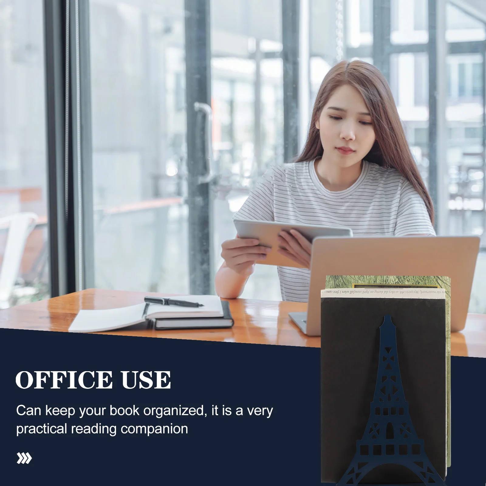 2 Pcs Bookends Bookshelf Organization Organizer Metal Desk Office Crafted Stands Notebook for Reusable Storage