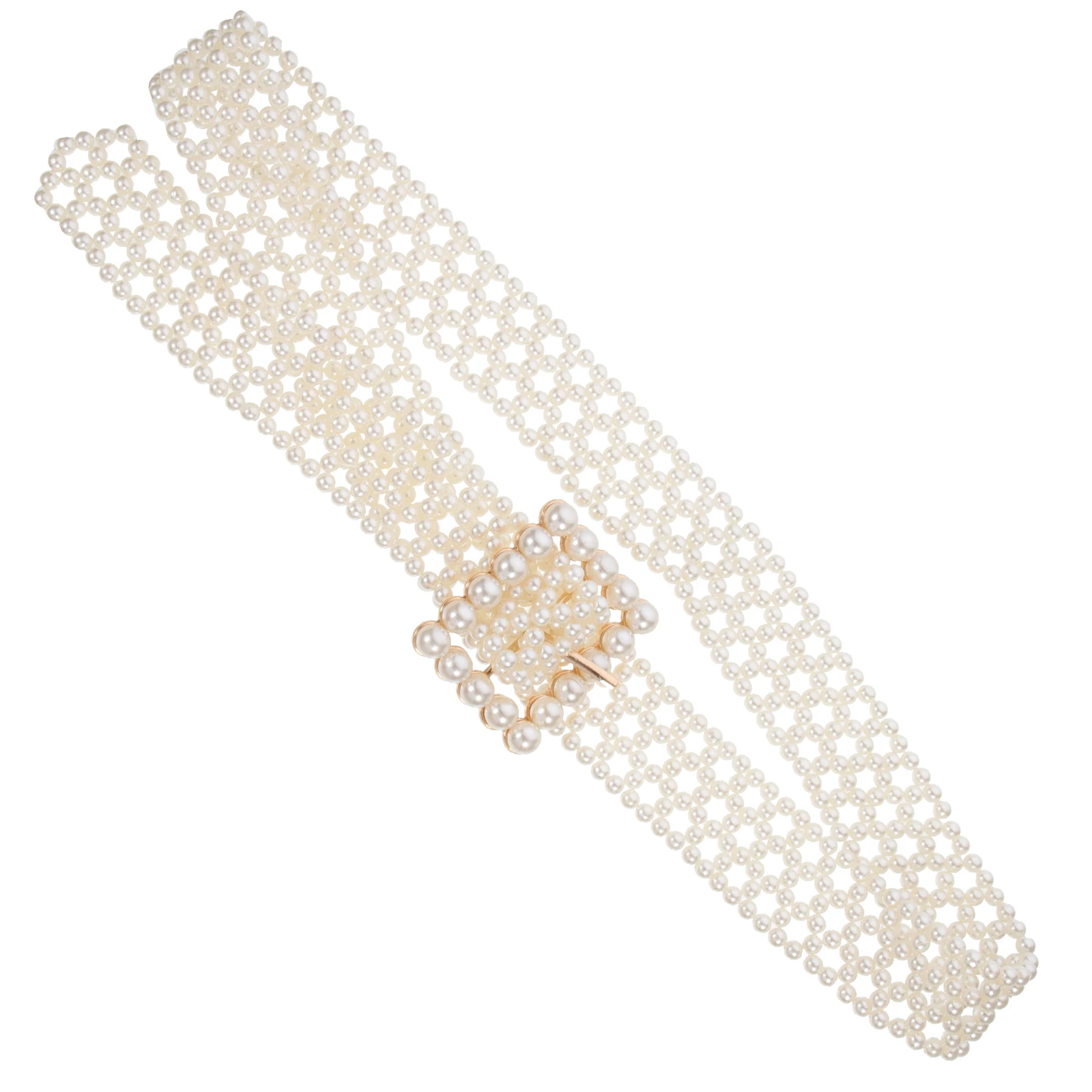 

Pearl Belt Dress Belts for Women Trendy Wide Waist Thin Ladies Trainer Decorative Flat