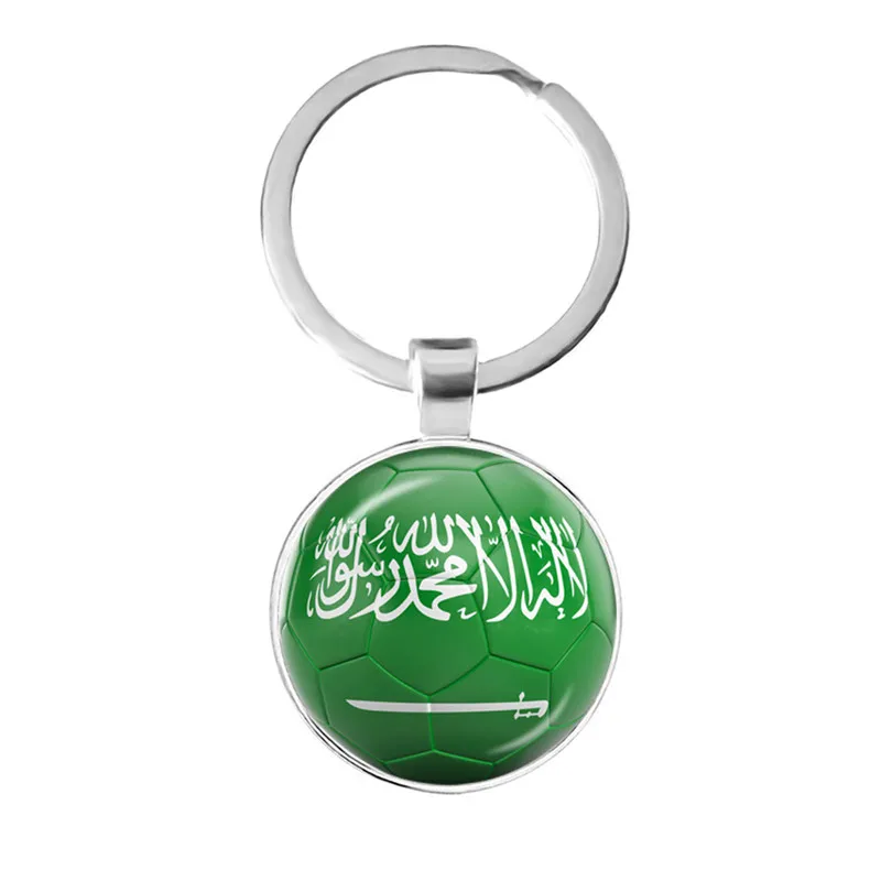 اليابان ، المملكة العربية السعودية ، أستراليا ، إيران ، المغرب ، كندا لكرة القدم نمط العلم الوطني الزجاج كابوشون المفاتيح التذكارية حلقة رئيسية هدية