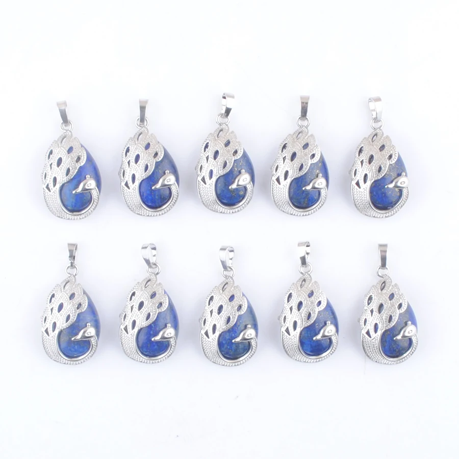 

10Pcs Natural Lapis Lazuli Gemstones Pendants Phoenix Peacock Charms Fashion Women Jewelry Gift New Fashion AN4353