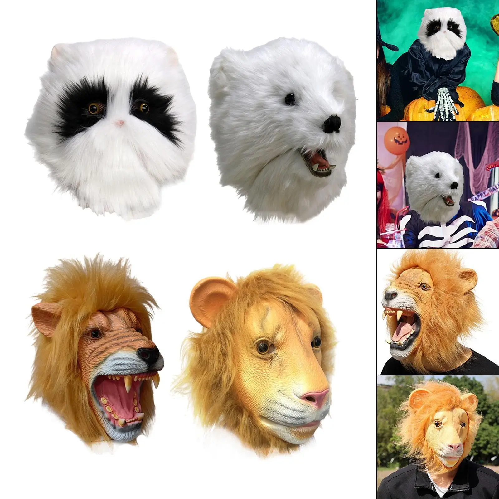 

Костюм животного для взрослых, маска, реалистичная латексная маска на голову для украшения
