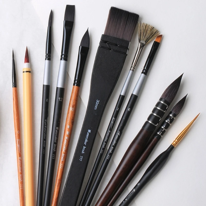 A9LC 11Pcs Professional Paint Brush for Gouache Acrylic Oil Watercolor Painting, Artist Paintbrush with Storage Case