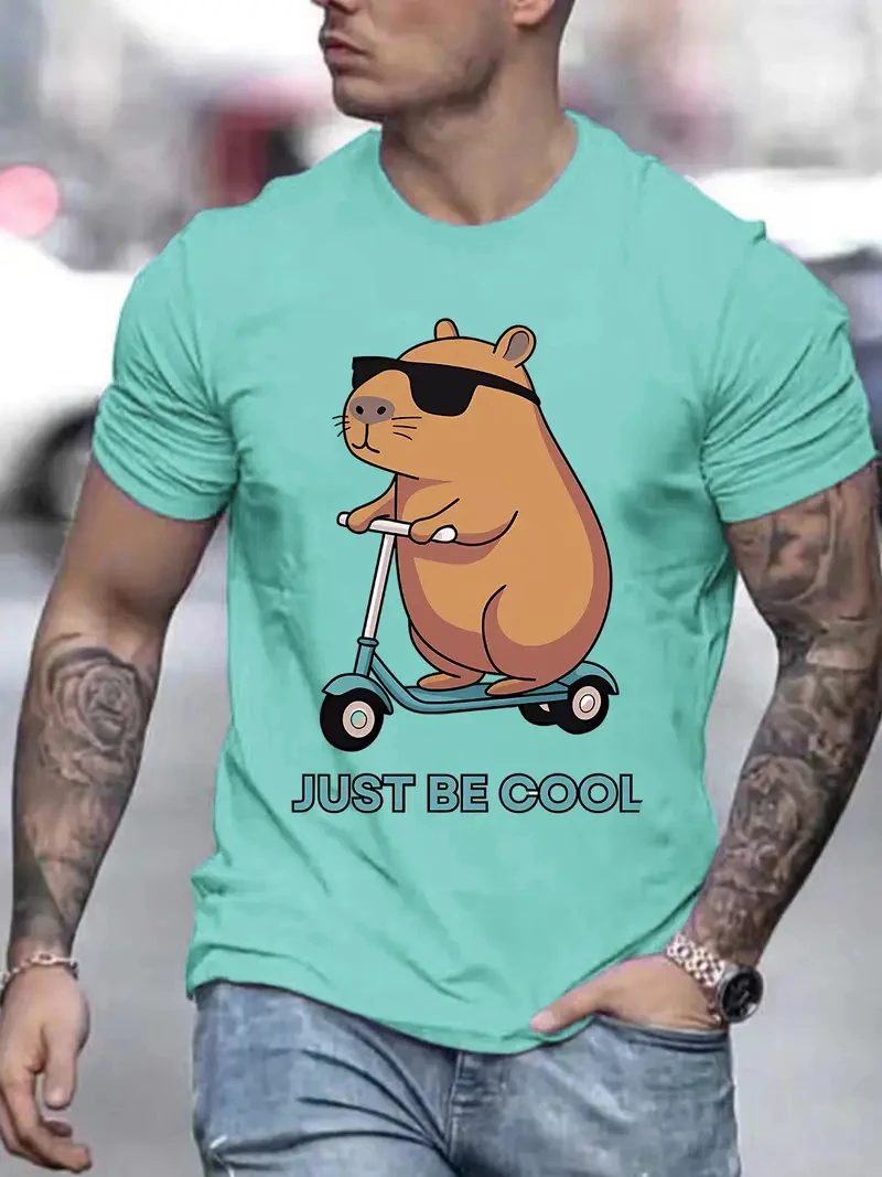 ジャストビークールカピバラグラフィック Tシャツ男性女性新 3D プリントトレンディなかわいいカピバラ半袖トップスファッション Y2k キッズ Tシャツ