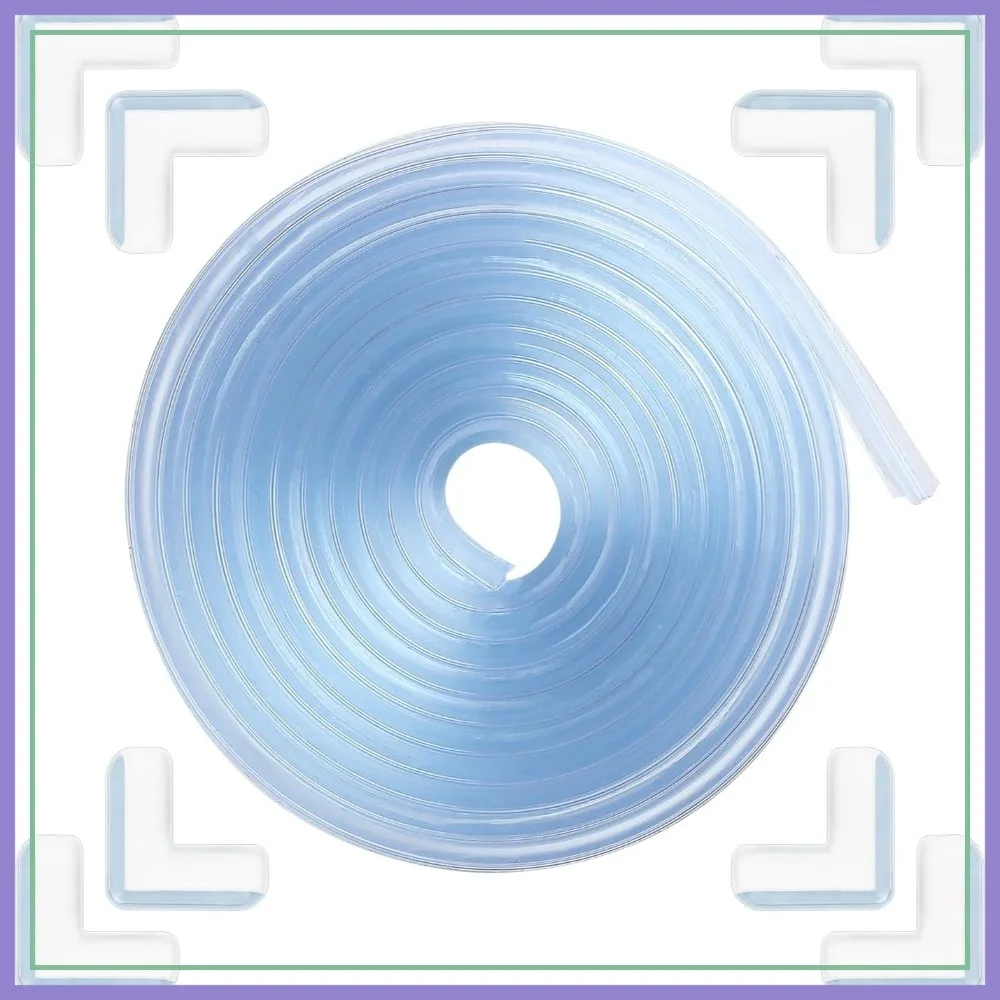 

Clear Corner Protectors for Baby Proofing, 6.6ft Edge Guard with 8 Corners, Soft Furniture Safety for Tables & Fireplace