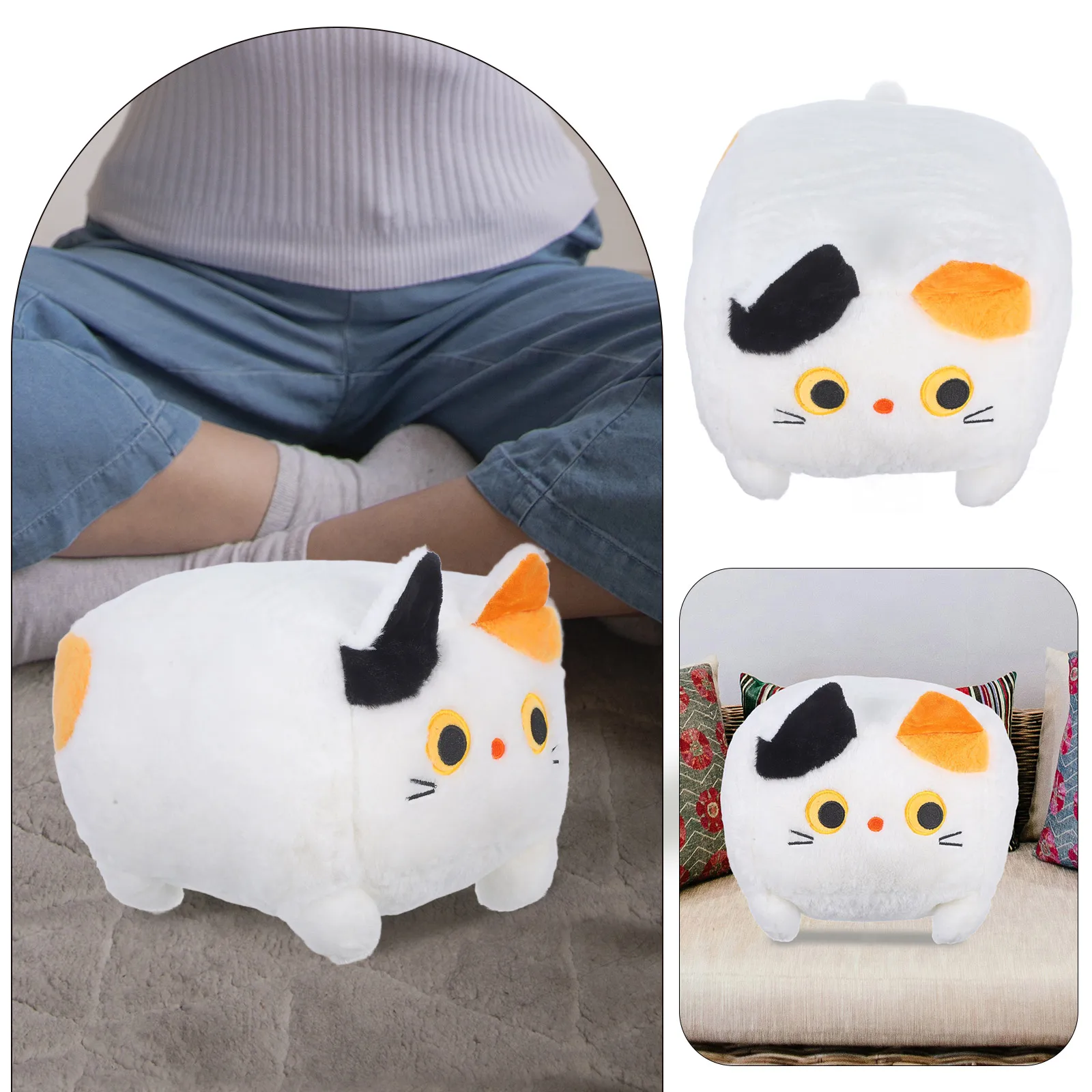 

1Pcs Unique Stuffed Cube Cat Cuddle Toy Plush Doll Cute Cartoon Throw Pillow For Decoration