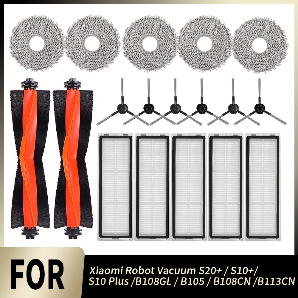 Haupt-Seitenbürste, HEPA-Filter, Wischmopp-Tuch, Ersatzteil für Xiaomi Roboter-Staubsauger S20+/S10+/S10 Plus/B108GL/B105/B108CN/B113CN Zubehör
