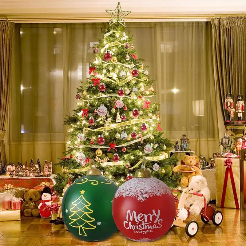 Large 60cm Christmas Decoration Colorful Ballons Outdoor Fun Printing Inflatable Toys Balls Crafts Xmas Ornaments