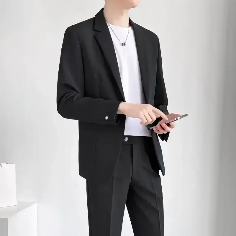 A3633 Summer Good Stretch Smooth Trousers Men Business Elastic Waist Korean Classic Thin Casual Suit Pants Male Brand