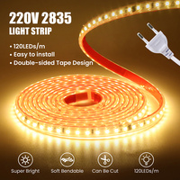 Dimmable 220V 2835 Led Strip Light with Dimmer Switch Adhesive Tape Waterproof 0.5m 2m 5m 20m 50m 100m 120LED/m Flexible Ribbon