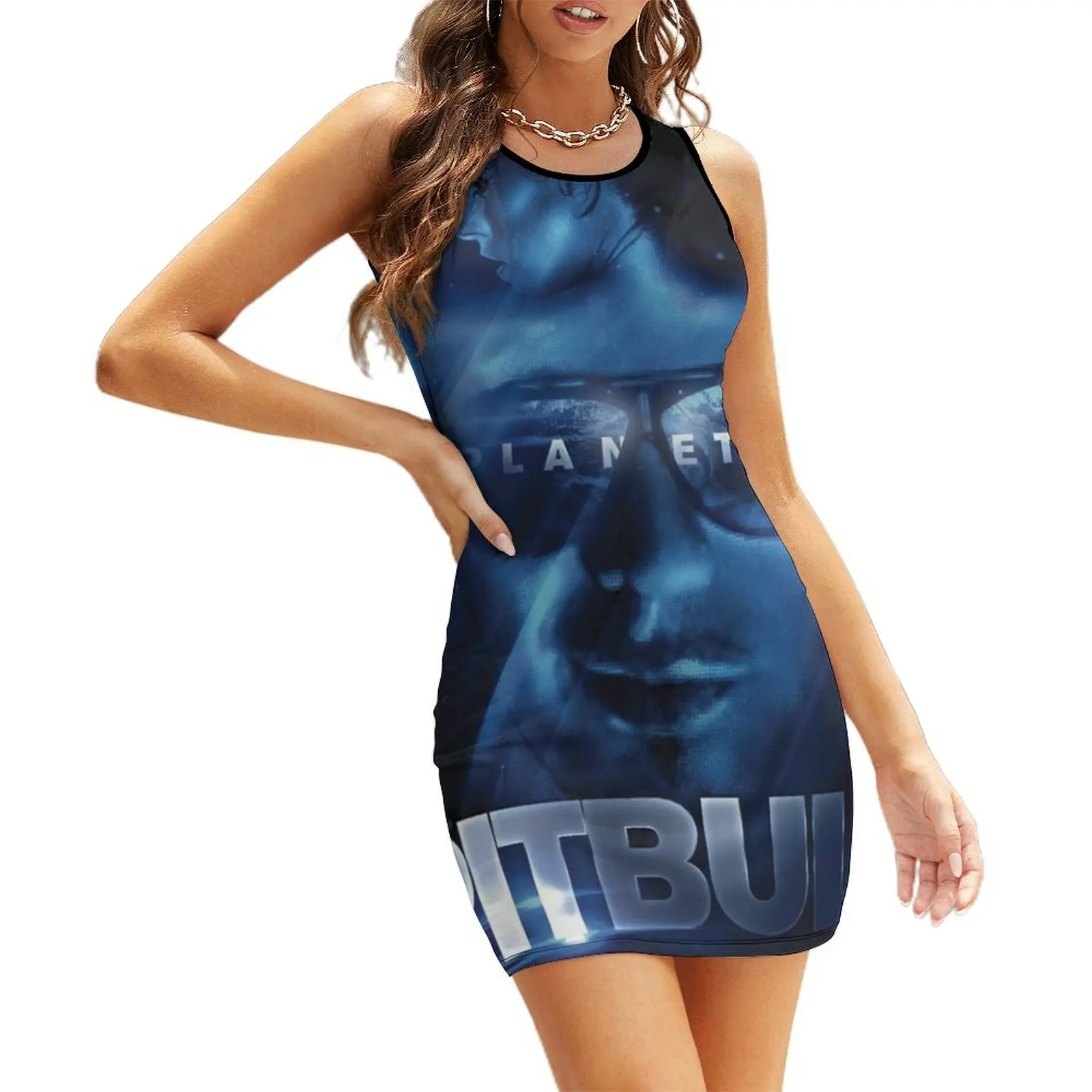 

Pitbull Mr.Worldwide Planet Sleeveless Sundress elegant women's dresses for wedding sexy dress summer dress korean women