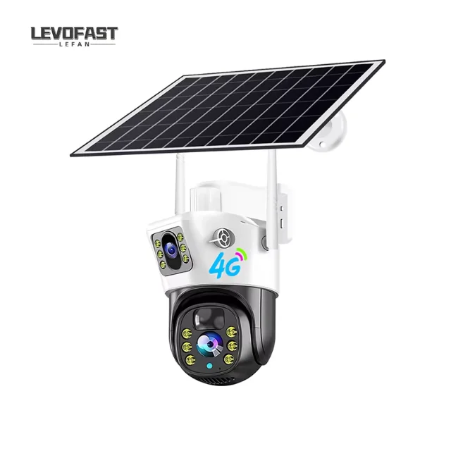 

LEVOFAST Hot Sales 4MP Dual Screen 4G SIM Card Solar Camera Outdoor 2K WiFi PTZ Dual Lens Auto Tracking CCTV IP Security Cameras