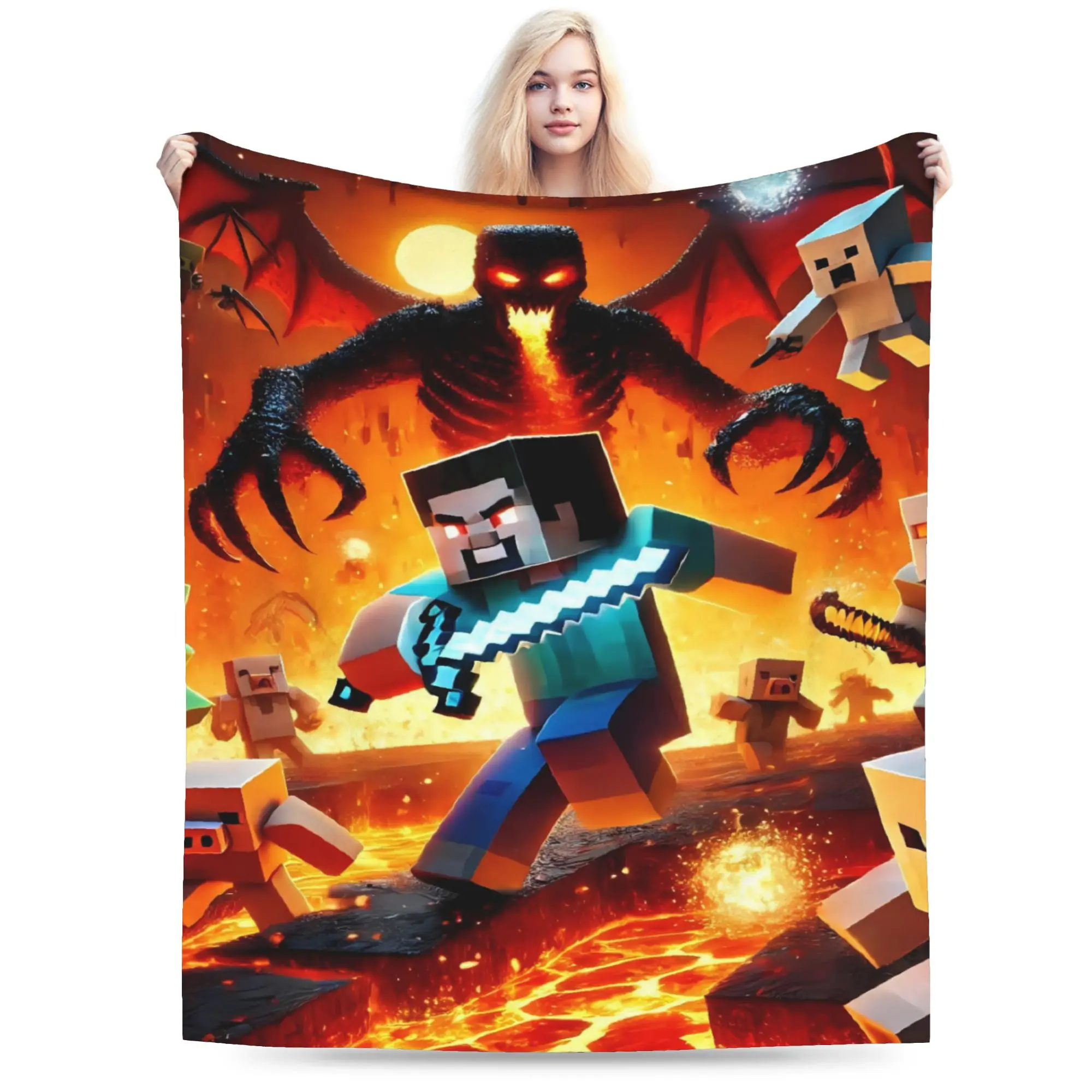 Game M-Minecrafts Blanket  Travel Office Flannel Throw Blanket For Outdoor Super Soft Customized Quality Bedspread Birthday Gift