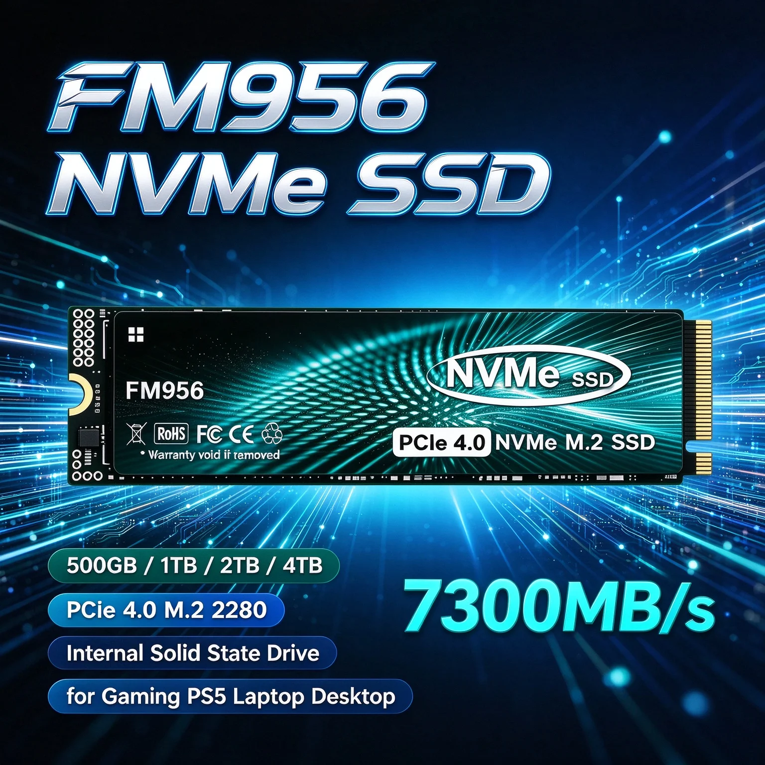 7300MB/s FM956 Cut Load Times, Boost FPS, Expand Storage PCIe 4.0 NVMe M.2 SSD 500GB 4TB Desktop/Laptop/PS5 1TB 2TB 4TB