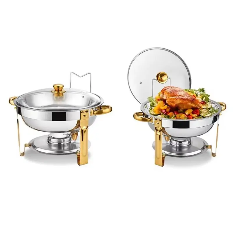 WARMOUNTS Full Rose Gold Plated 5QT Glass Lid Chafing Dish