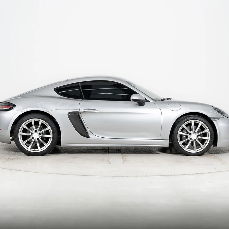 Fibra de carbono GT4 para carro + placa base PP, substituindo aberturas de ar laterais e aberturas de ar do asa. Adequado para Porsche 718. 2016-UP