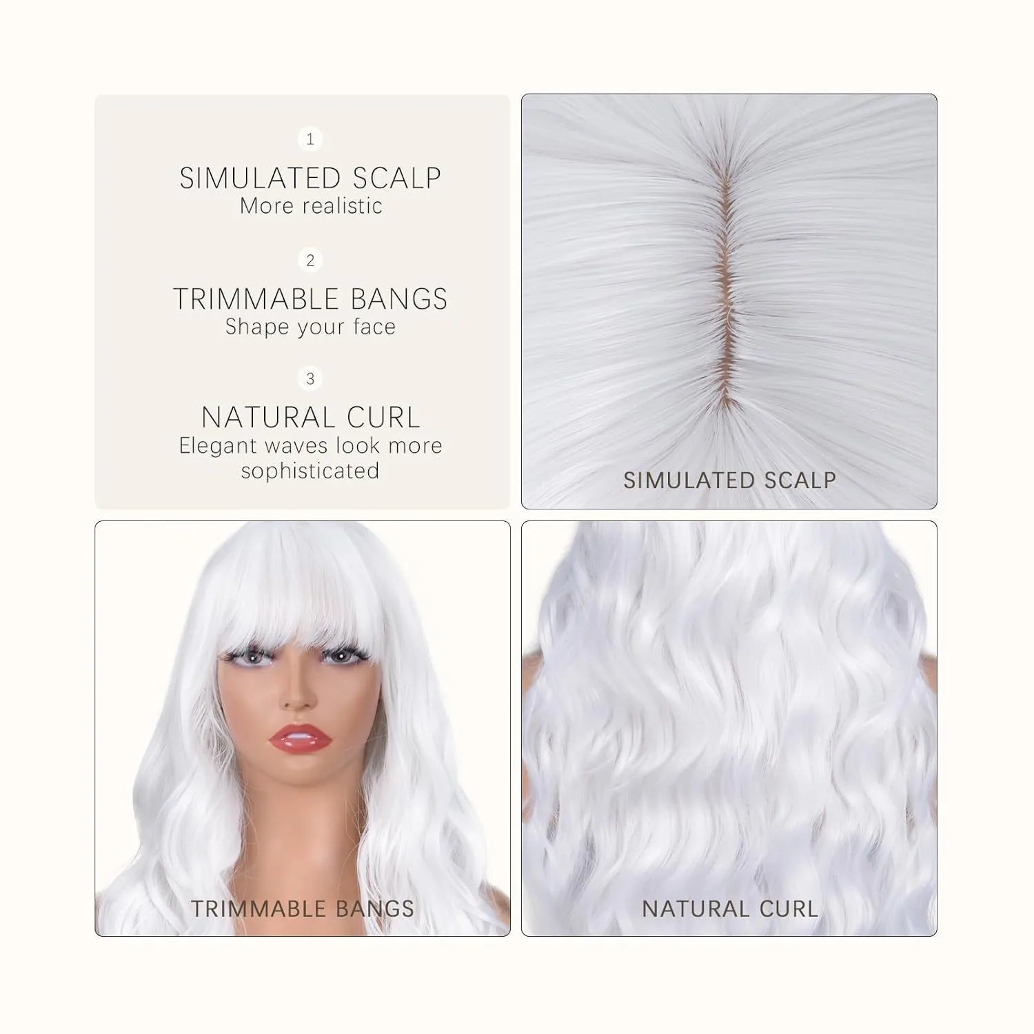 Cosplay Wig Pink Straight Long Elastic Net Hairpiece Full Bangs Simulated Scalp Trimmed Bangs Heat Resistant Synthetic Fiber