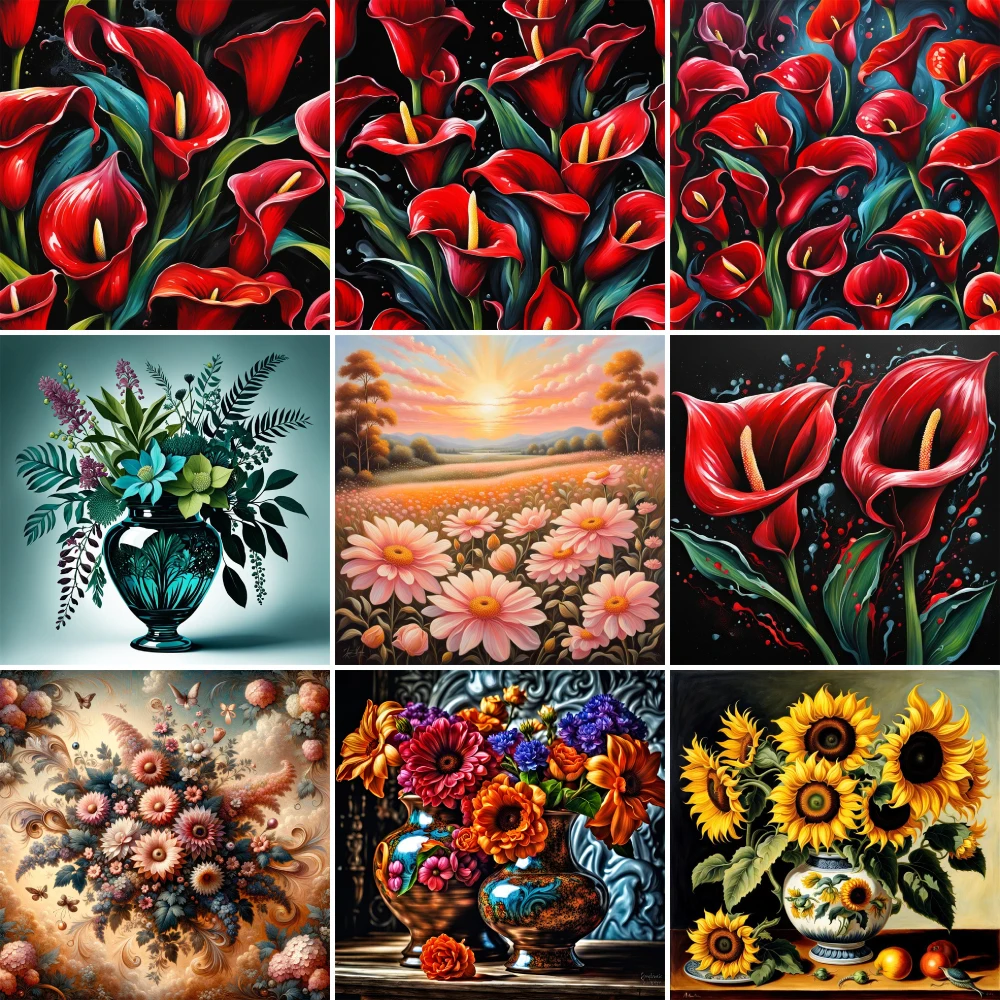 

Flowers Red Calla Lily Cross Stitch Patterns Embroidery Handiwork Handicraft Sewing Needlework Different Promotions Home Decor