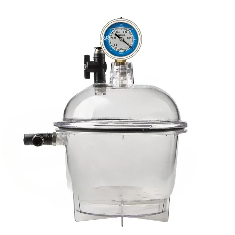 Laboratory Plastic Vacuum Dryer Transparent Vacuum Drying Vessel Polycarbonate Storage Tank Ball Valve Pressure Gauge 150MM