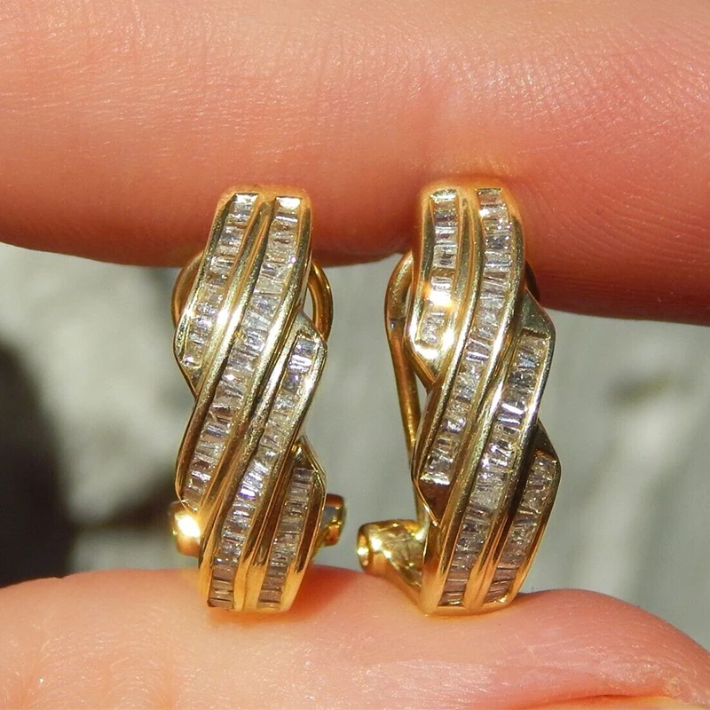 Huitan Stylish Women Gold Color Drop Earrings with Brilliant Zirconia Fashion Modern Accessories Female Engagement Jewelry Gift