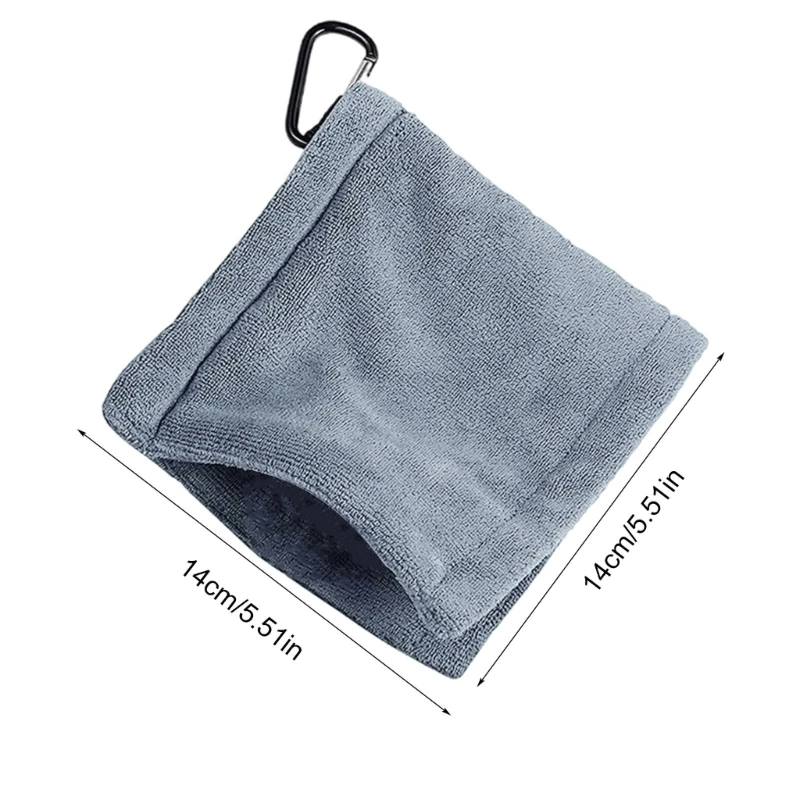 Square Golf Towel Microfiber Fabric Golf Towel Cleaning Tool with Carabiner Hook Resistance Clip Golf Club Wipe Cloth