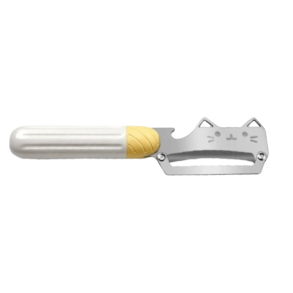 

2 in 1 PP Non-Slip Handle Stainless Steel Peeler Cartoon Durable Fruit Peeler Hangable Cat Pattern Vegetable Peeler Home Cooking