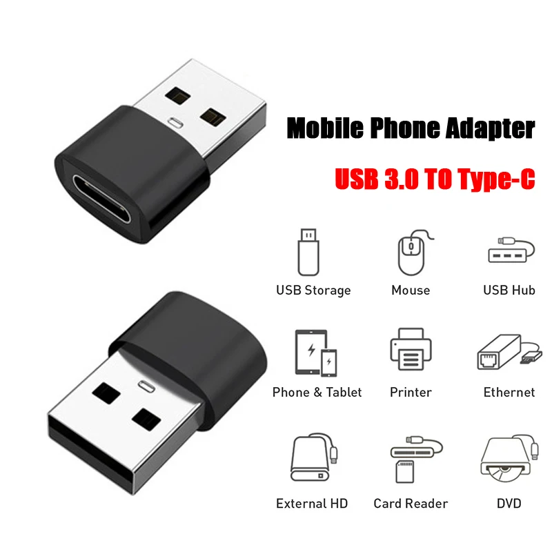 1-5pcs USB C Adapter Type C To USB 2.0 Adapter Male to Female USB C Converter USB Type-C Converter for PC Laptop Cell Smartphone