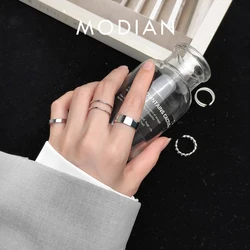 Modian 2 Different Style Sterling Silver 925 Ring for Women Gift Geomentric Thick Circle Chain Open Adjustable Ring Fine Jewelry