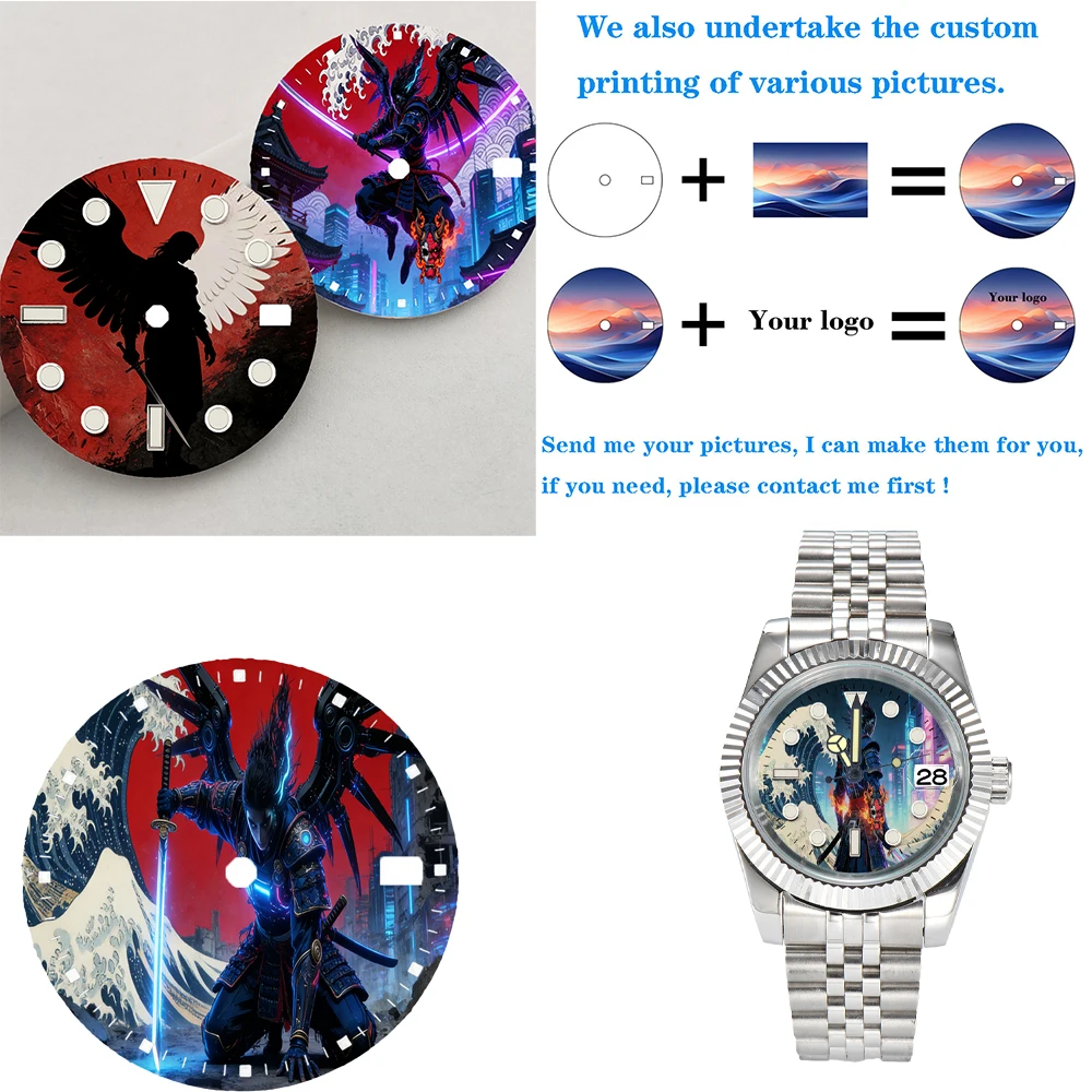 

Creative 28.5mm watch dial NH35 dial automatic custom dial color printing watch components compatible with NH35/36 movement