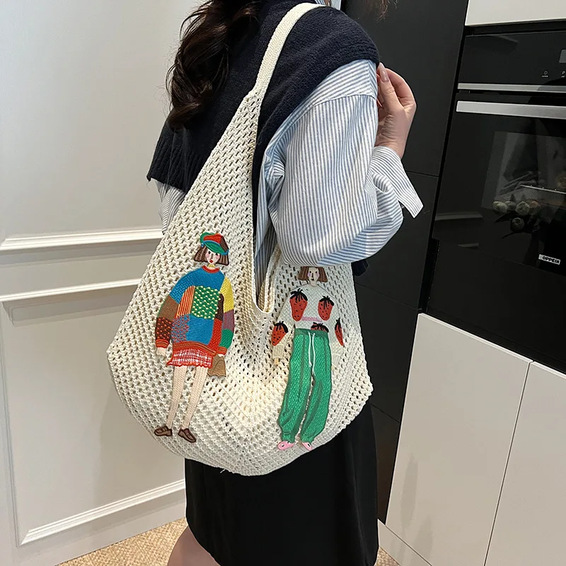 

Плетеная соломенная сумка в корейском стиле 2026 года, вместительная сумка-тоут в стиле бохо, пляжная сумка для отпуска, повседневная женская сумка для ежедневного использования
