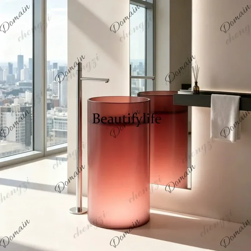 TGB Floor-to-ceiling transparent resin, balcony outdoor table vertical column basin, bathroom hand wash basin
