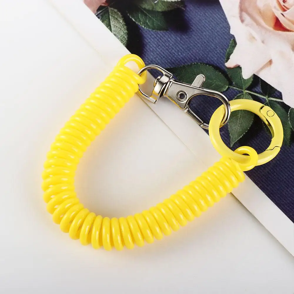 Holder Key Ring Spring Hook Stretchy Retractable Coil Springs Key Hooks Anti-lost Lobster Clasp Stretch Spring Coil Keyring