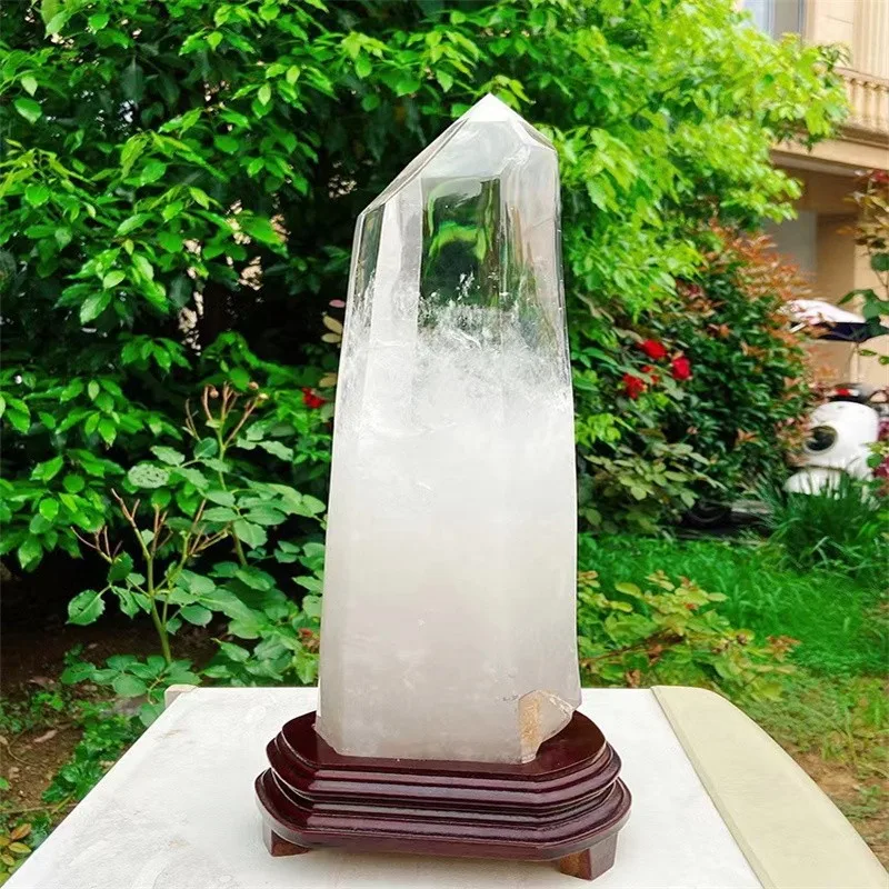 

Natural White Crystal Pillar Crystal Raw Ore Six Prism Home Desk Ornaments Free Base