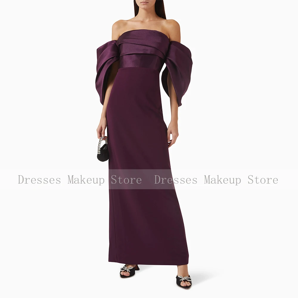 Dark Purple Evening Dress Off the Shoulder Strapless Column Evening Gowns for Women 2025 Ankle Length Elegant Formal Party Dress image 3