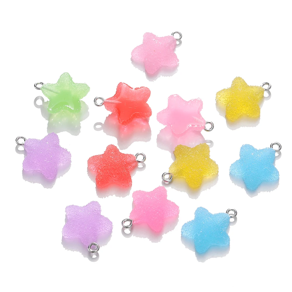 10pcs/lot Simulation Five-Pointed Star Soft Candy Cute Charms Pendant for DIY Earrings Necklace Jewelry Accessories Finding