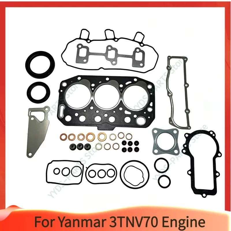 3TNV70 Full Gasket Kit Set Piston Ring For Yanmar 3D70E Engine Cylinder Head Gasket Overhaul Rebuild Kit