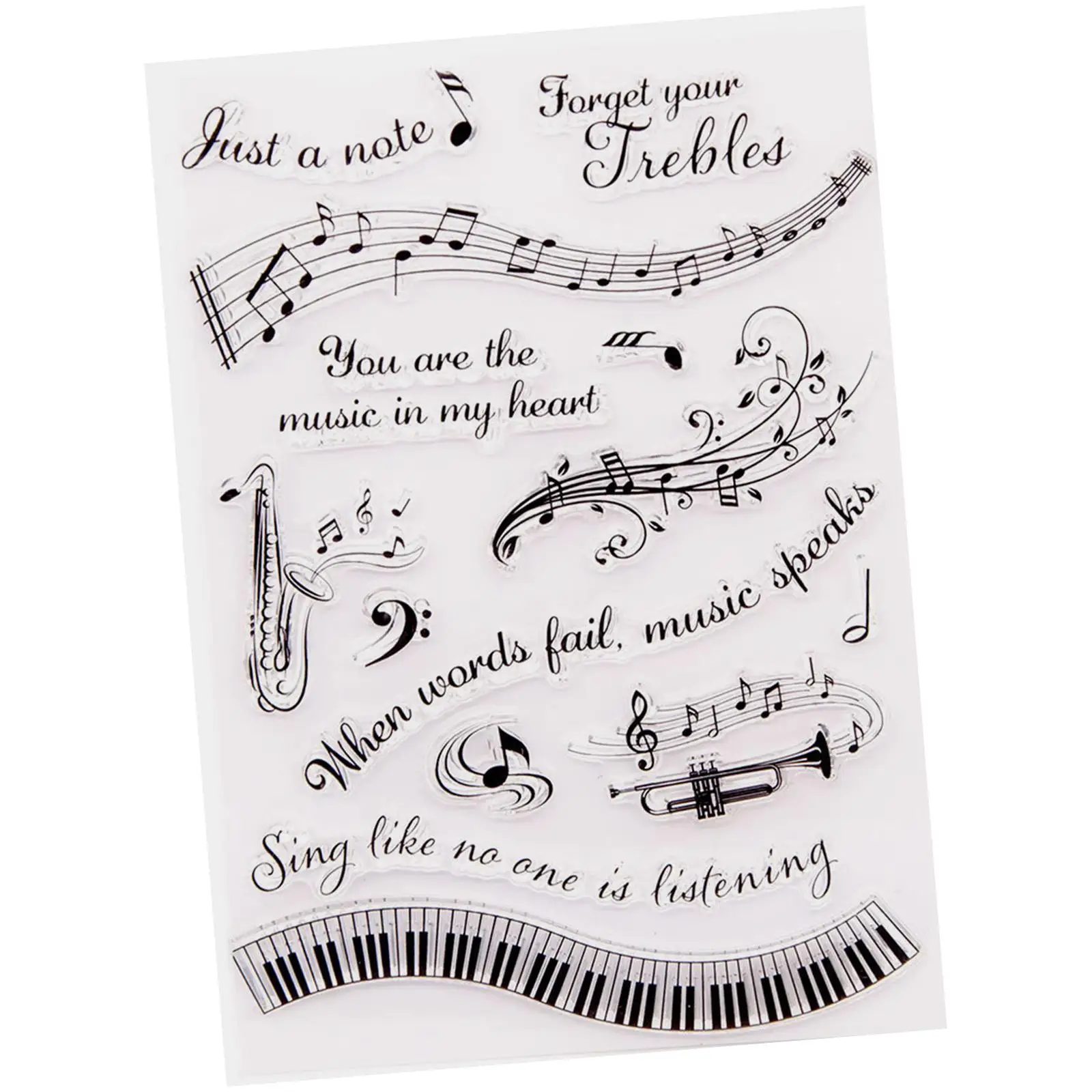 Music Theme Letters Stamps Durable Clear Stamps for Calendar