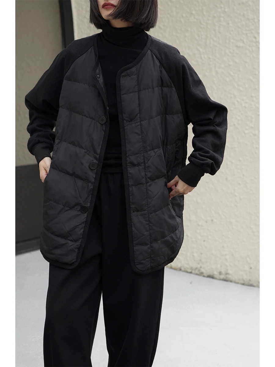 

Легкая приталенная куртка с пуховым наполнителем и шерстяными вставками, повседневная, с круглым вырезом, длинными рукавами, теплая, для ежедневной носки