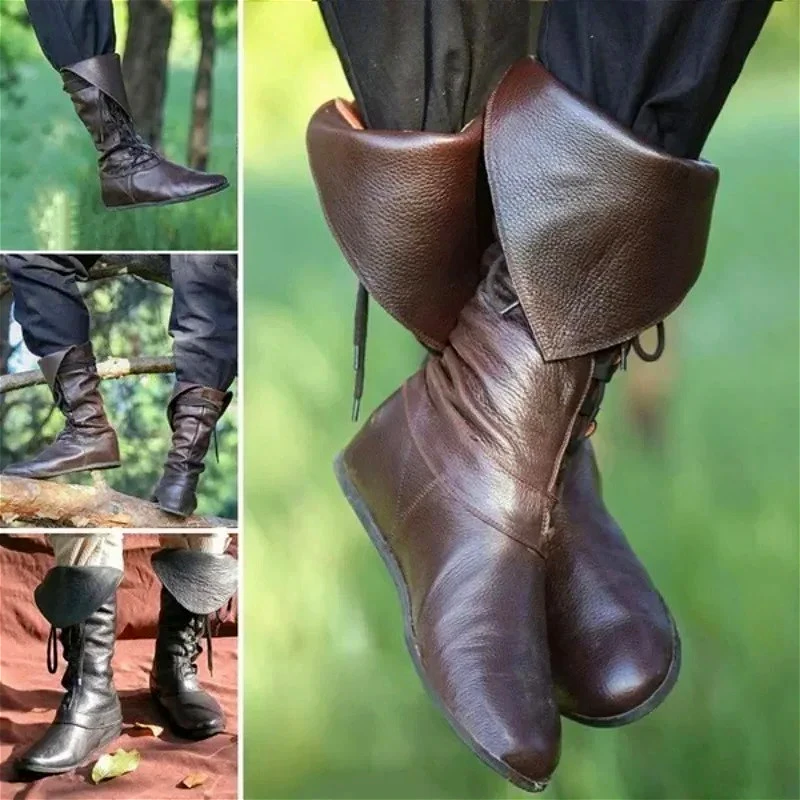القرون الوسطى تأثيري الرجال أحذية بولي Pu فارس بيرتي الرجعية الدانتيل يصل آرتشر تأثيري حلي عصر النهضة القوطية Steampunk الأحذية يتوهم الخامس