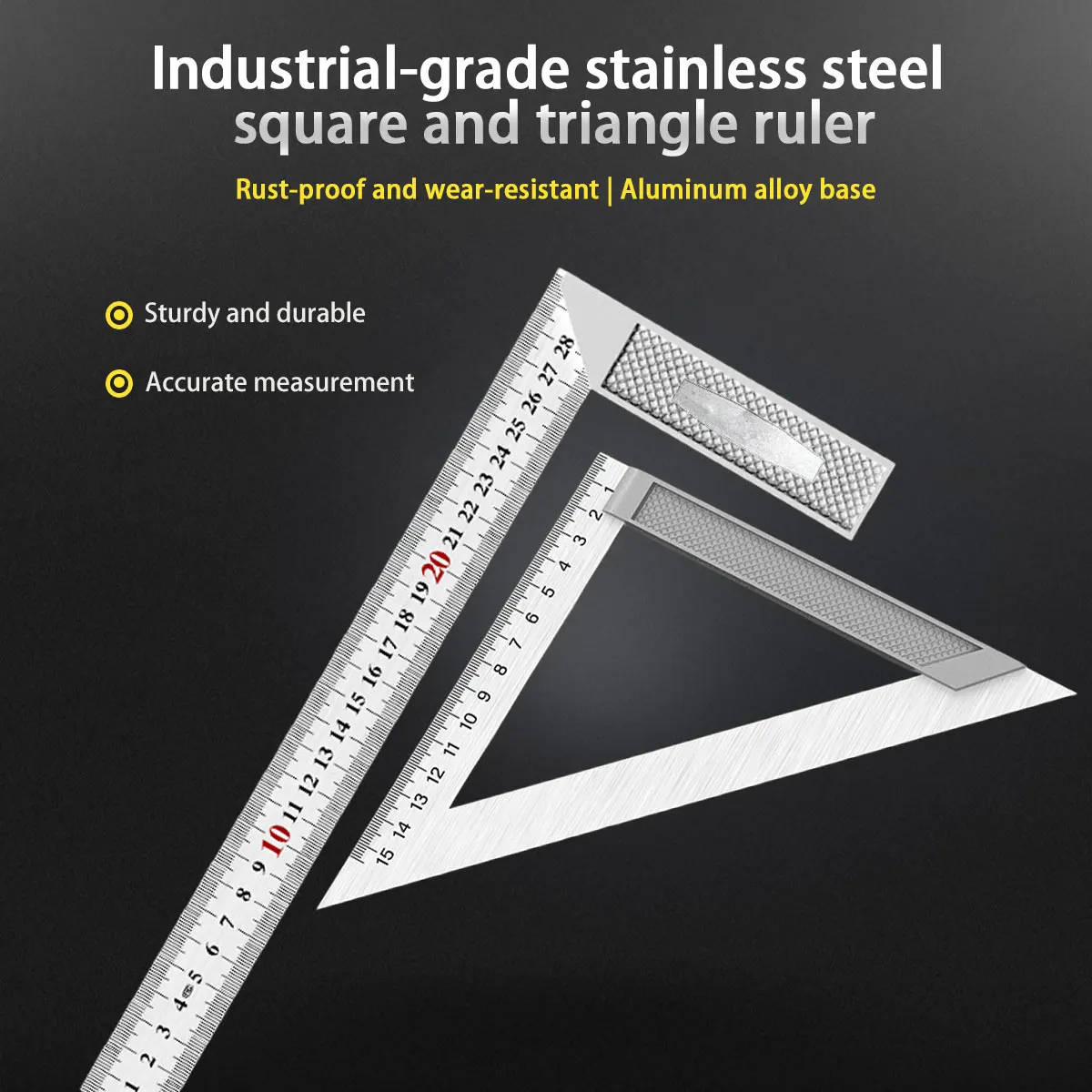 Stainless Steel Square Ruler Triangle Ruler Turning Ruler Woodworking Ruler Measuring Tools Ruler 15cm 20cm 30cm 50cm